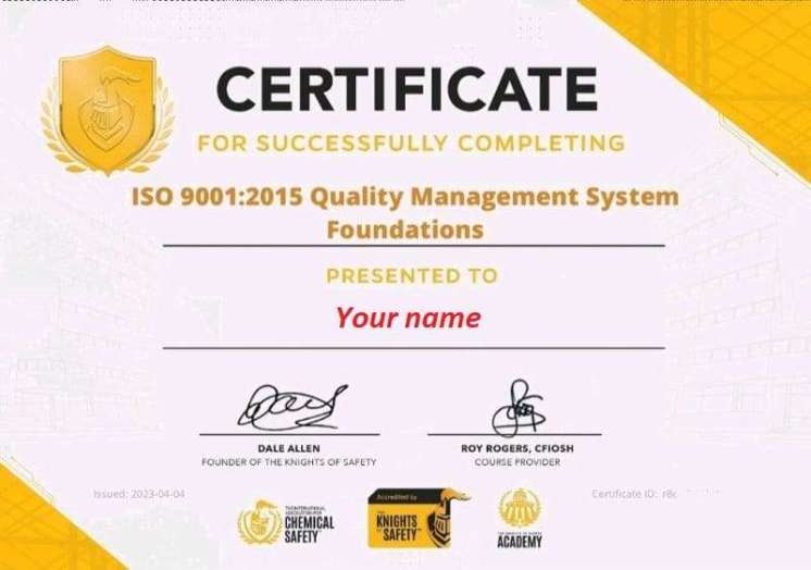 ISO 9001:2015 Quality Management System Foundations